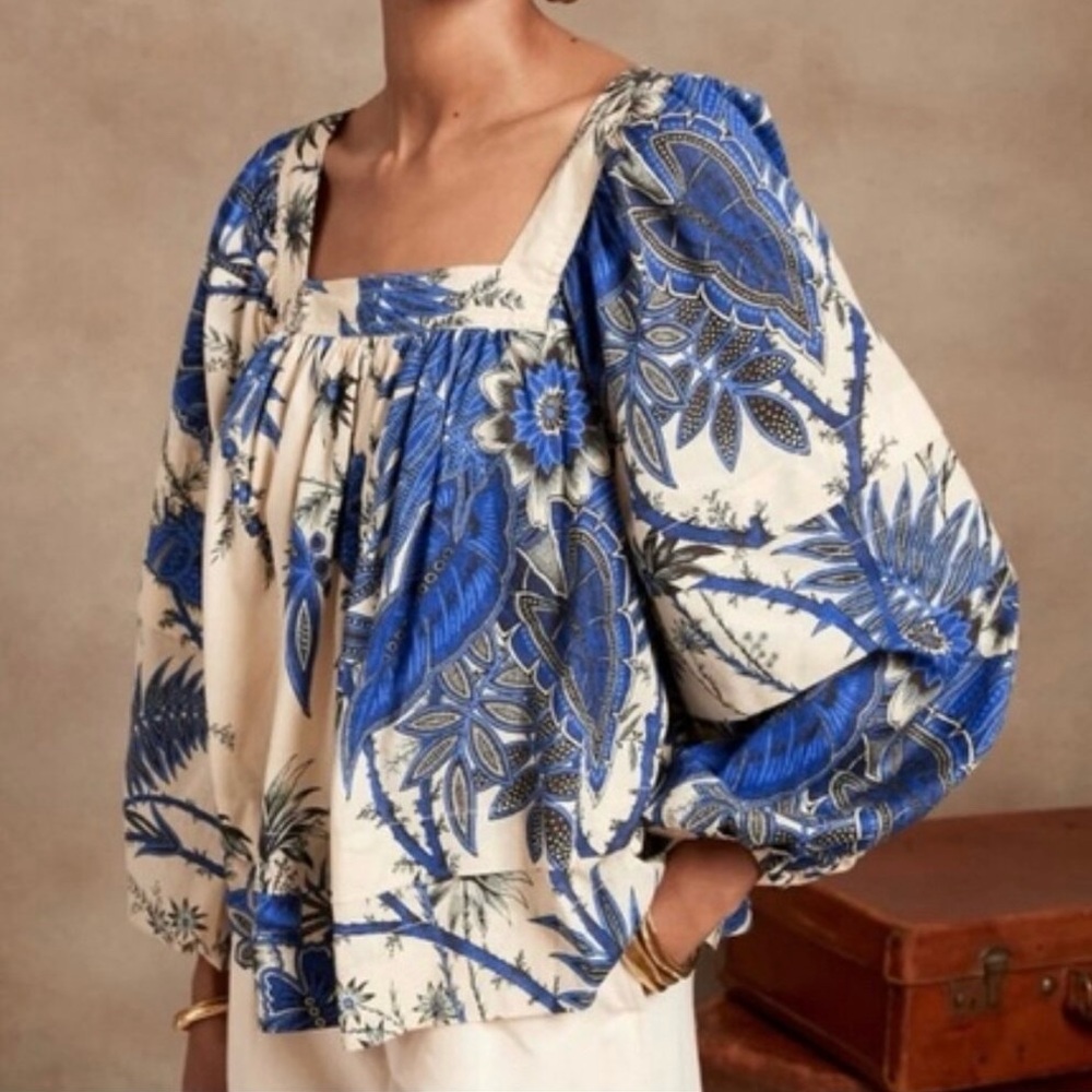 Banana Republic Square Neck Floral Blouse